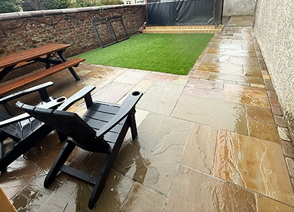 indian sandstone patio installation